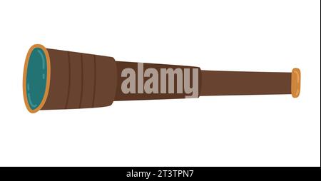 Illustrazione della lente di ingrandimento pirata. Oggetto concetto pirata. Icona vettoriale in stile flet per web design isolata su sfondo bianco Illustrazione Vettoriale