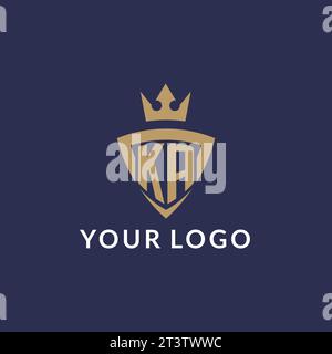 Logo KA con scudo e corona, file vettoriale stile logo iniziale monogramma Illustrazione Vettoriale