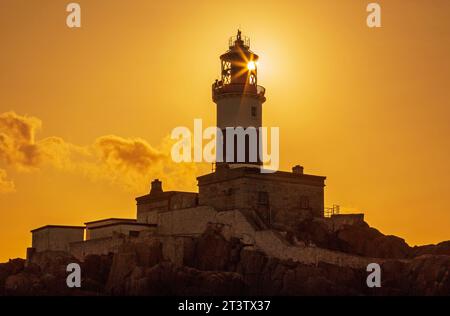 East Maidens Lighthouse, Larne, County Antrim, Irlanda del Nord, Regno Unito Foto Stock
