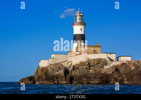 East Maidens Lighthouse, Larne, County Antrim, Irlanda del Nord, Regno Unito Foto Stock