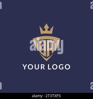 Logo UA con scudo e corona, file vettoriale stile logo iniziale monogramma Illustrazione Vettoriale