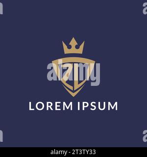 Logo ZL con scudo e corona, file vettoriale stile logo iniziale monogramma Illustrazione Vettoriale