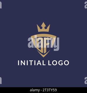 Logo DF con scudo e corona, file vettoriale stile logo iniziale monogramma Illustrazione Vettoriale