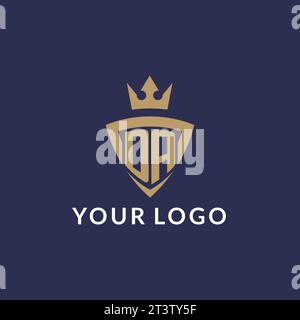 Logo DA con scudo e corona, file vettoriale stile logo iniziale monogramma Illustrazione Vettoriale