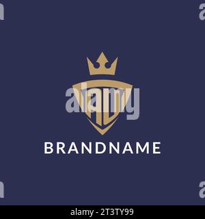 Logo AU con scudo e corona, file vettoriale stile logo iniziale monogramma Illustrazione Vettoriale