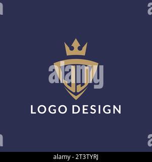 Logo JJ con scudo e corona, file vettoriale stile logo iniziale monogramma Illustrazione Vettoriale