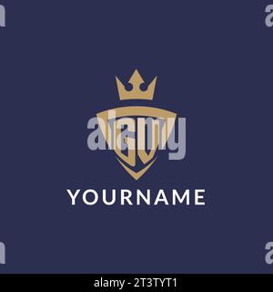 Logo Gv con scudo e corona, monogramma, file vettoriale stile logo iniziale Illustrazione Vettoriale