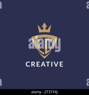 Logo LC con scudo e corona, file vettoriale stile logo iniziale monogramma Illustrazione Vettoriale