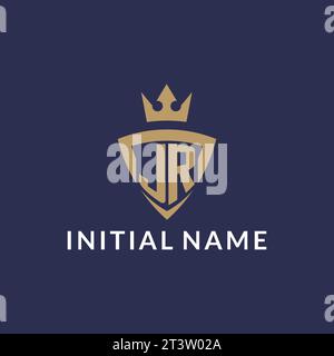 Logo JR con scudo e corona, file vettoriale stile logo iniziale monogramma Illustrazione Vettoriale