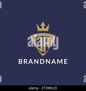 Logo JH con scudo e corona, file vettoriale di stile logo iniziale monogramma Illustrazione Vettoriale