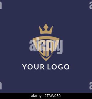 Logo GA con scudo e corona, file vettoriale stile logo iniziale monogramma Illustrazione Vettoriale