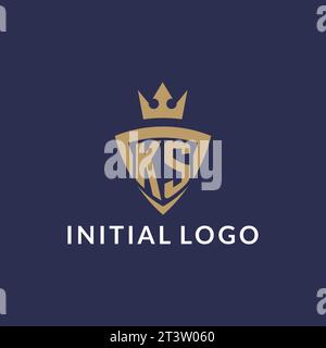 Logo KS con scudo e corona, file vettoriale stile logo iniziale monogramma Illustrazione Vettoriale