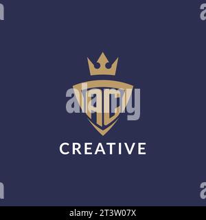 Logo AC con scudo e corona, file vettoriale stile logo iniziale monogramma Illustrazione Vettoriale