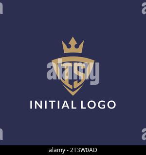 Logo con scudo e corona, file vettoriale stile logo iniziale monogramma Illustrazione Vettoriale