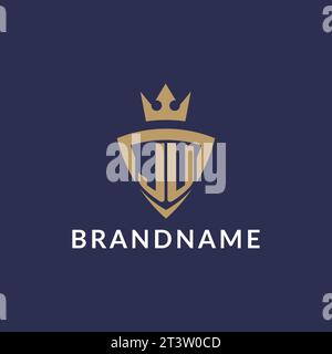 Logo JU con scudo e corona, file vettoriale stile logo iniziale monogramma Illustrazione Vettoriale