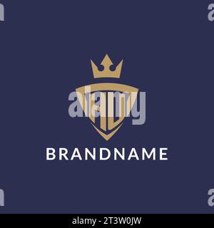 Logo HU con scudo e corona, file vettoriale stile logo iniziale monogramma Illustrazione Vettoriale