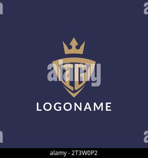 Logo IG con scudo e corona, file vettoriale stile logo iniziale monogramma Illustrazione Vettoriale