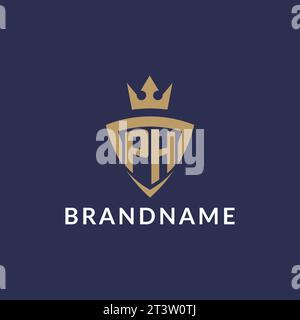 Logo PH con scudo e corona, monogramma, file vettoriale stile logo iniziale Illustrazione Vettoriale