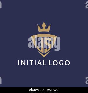 Logo JS con scudo e corona, file vettoriale stile logo iniziale monogramma Illustrazione Vettoriale