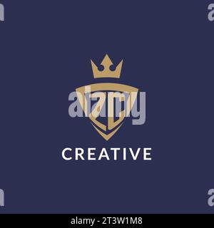 Logo ZC con scudo e corona, file vettoriale stile logo iniziale monogramma Illustrazione Vettoriale