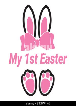 La mia prima (1) Pasqua - disegno a mano moderno calligraphy disegno illustrazione vettoriale. Perfetto per pubblicità, poster, annunci o biglietti d'auguri. Il "sistema" Illustrazione Vettoriale