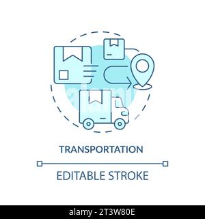 Icona di trasporto blu lineare semplice 2D Illustrazione Vettoriale