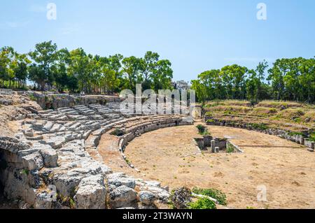 Particolare dell'anfiteatro romano di Siracusa Foto Stock