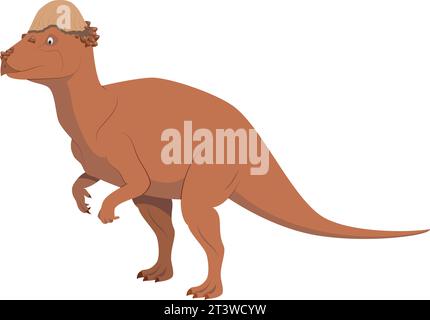 Illustrazione vettoriale di Pachycephalosaurus isolata su sfondo bianco. Collezione di dinosauri. Illustrazione Vettoriale