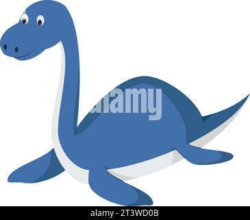 Plesiosaurus illustrazione vettoriale in stile cartoni animati per bambini. Collezione di dinosauri. Illustrazione Vettoriale