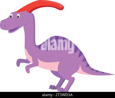 Illustrazione vettoriale Parasaurolophus in stile cartoni animati per bambini. Collezione di dinosauri. Illustrazione Vettoriale