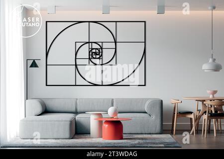 Le lime di layout per posatubi digitali FIBONACCI sono appositamente predisposte per il taglio laser, la fresatrice CNC e altre macchine da taglio. Illustrazione Vettoriale