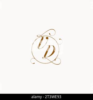 VD è il simbolo esclusivo del vostro matrimonio e potete usarlo sulla cancelleria del vostro matrimonio Illustrazione Vettoriale