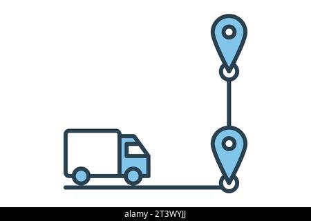 Icona consegna percorso. Icona relativa alla consegna. adatto per siti web, app, interfacce utente, stampabili, ecc. Stile icona linea piatta. Semplice design vettoriale Illustrazione Vettoriale