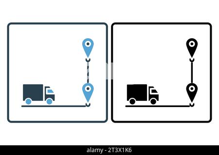 Icona consegna percorso. Icona relativa alla consegna. adatto per siti web, app, interfacce utente, stampabili, ecc. Stile icona a tinta unita. Semplice modifica della progettazione vettoriale Illustrazione Vettoriale