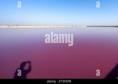 LEBAP, TUKMENISTAN - 27 OTTOBRE 2023 - Una gigantesca piscina rosa a Lebap, Turkmenistan, 27 ottobre 2023. Foto Stock