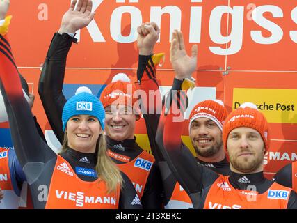 Viessmann Rodel Welt Cup Teamstaffel a Koenigssee, Deutschland AM 04.01.2015 Foto Stock