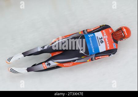 Felix Loch Aktion Viessmann Rodel Welt Cup a Igls, Oesterreich AM 29.11.2015 Foto Stock