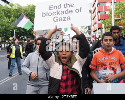 Canberra, Australia. 27 ottobre 2023. Ferma la guerra a Gaza! Mille persone a Canberra, Australia, protestano in solidarietà con Gaza e Palestina. Foto Stock