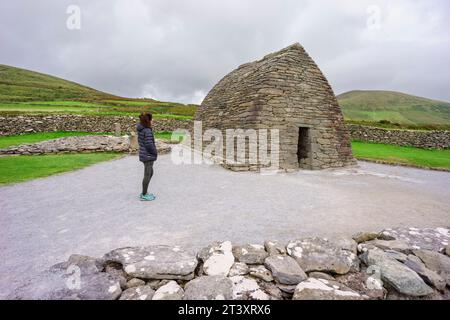 Gallarus Oratory, (Séipéilín Ghallarais), chiesa paleocristiana, penisola di Dingle, contea di Kerry, Irlanda, Regno Unito. Foto Stock