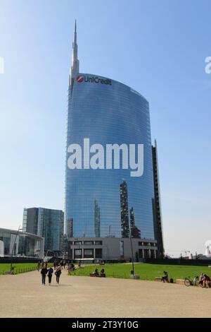 Milano, Italia. UniCredit Tower, l'edificio più alto di milano. Foto Stock