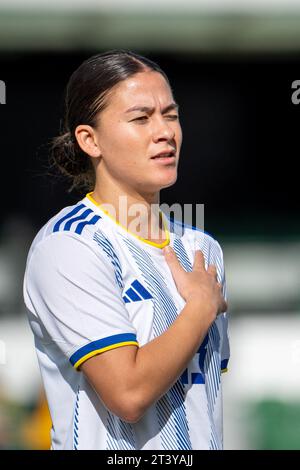 Perth, Australia. 26 ottobre 2023. Perth, Australia, 26 ottobre 2023: Ritratto di Angela Beard (13 Filippine) durante il torneo di qualificazione olimpica femminile AFC Round 2 tra Taipei cinese e Filippine al Perth Rectangular Stadium di Perth, Australia (Noe Llamas/SPP) credito: SPP Sport Press Photo. /Alamy Live News Foto Stock