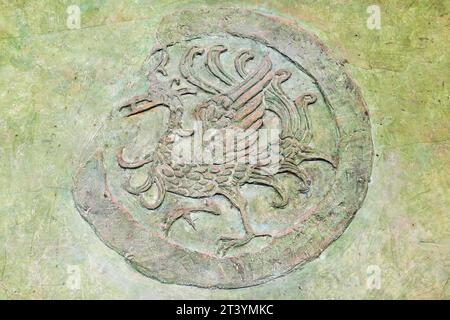 PECHINO - 22 DICEMBRE: Il motivo decorativo della semplicità primitiva sul muro, nel Tempio ancestrale Imperiale, 22 dicembre 2013, Pechino, Cina. Foto Stock