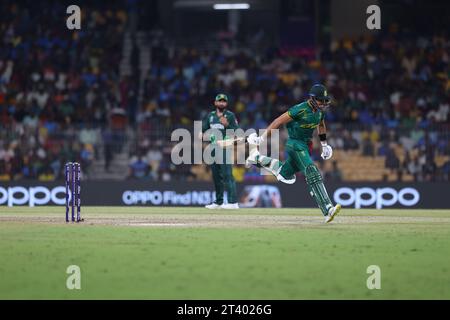 Chennai, India. 27 ottobre 2023. ICC Men's Cricket World Cup INDIA 2023: PAKISTAN V SUD AFRICA : 26a PARTITA ICC al MAC Stadium di Chennai. Crediti: Seshadri SUKUMAR/Alamy Live News Foto Stock