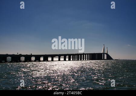 Ponte Sunshine Skyway sulla Baia di Tampa Foto Stock