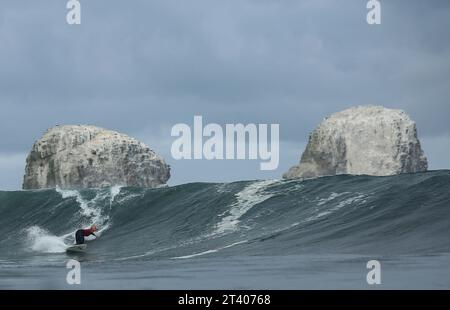 Pichilemu, Cile. 27 ottobre 2023. Tatiana Weston Webb del Brasile in azione sulle qualificazioni del surf femminile durante i Giochi panamericani di Santiago 2023, al Beach Punta de Lobos Park, a Santiago il 27 ottobre. Foto: Heuler Andrey/DiaEsportivo/Alamy Live News Credit: DiaEsportivo/Alamy Live News Foto Stock