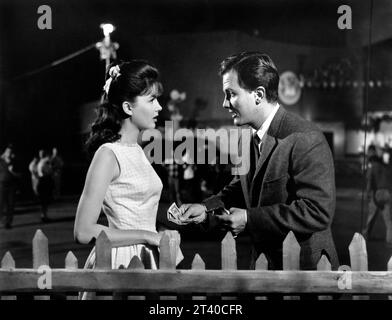 Pamela Tiffin, Pat Boone, sul set del film musicale "State Fair", 20th Century-Fox, 1962 Foto Stock