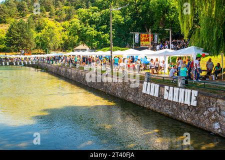 12 08 2023 Bela Palanka, Serbia, "Days of Banice" è un evento gastro-turistico di carattere competitivo e nutre i costumi, la cultura e le tradizioni Foto Stock