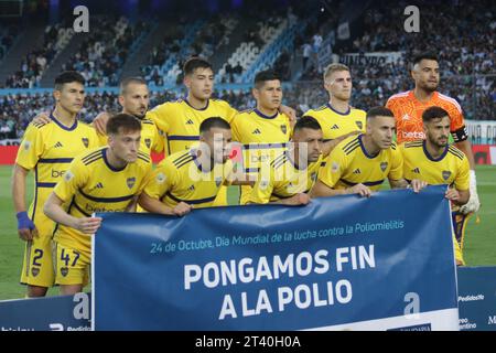 Avellaneda, Argentina, 24 ottobre 2023. Giocatori del Boca Juniors durante la partita tra Racing Club e Boca Juniors. Credito: Fabideciria. Foto Stock