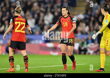Leicester, Regno Unito. 27 ottobre 2023. La belga Laura De neve raffigurata durante una partita di calcio tra l'Inghilterra e la nazionale femminile belga The Red Flames, partita 3/6 nel gruppo A1 della UEFA Women's Nations League 2023-2024, venerdì 27 ottobre 2023, a Leicester, Regno Unito. BELGA PHOTO DAVID CATRY Credit: Belga News Agency/Alamy Live News Foto Stock