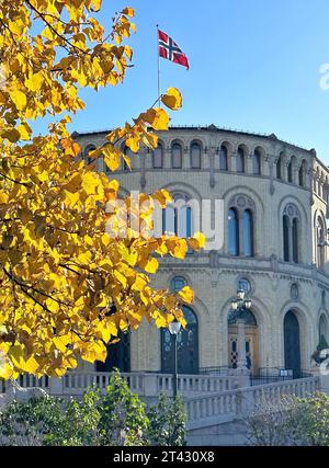 Edificio del parlamento norvegese (Stortinget), Oslo, Norvegia Foto Stock